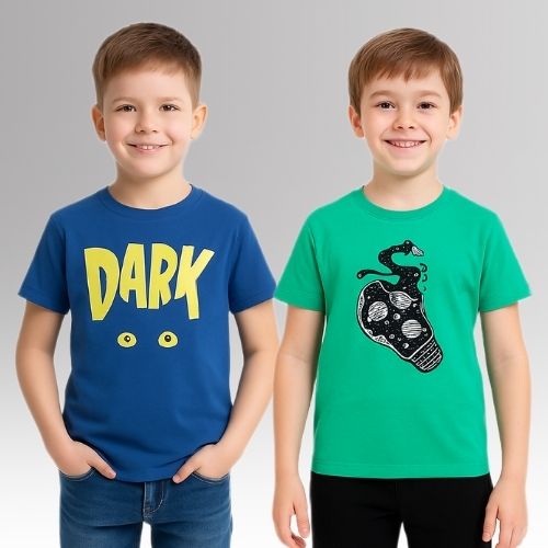 Chilins Round Neck Printed Super Combed Cotton T-shirt (Pack of 2)