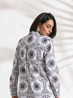 Thumbnail for trueBrowns White Cotton Print Shirt Dress