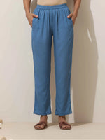 Thumbnail for trueBrowns Blue Viscose Kurta Pant Set