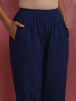 Thumbnail for trueBrowns Dark Blue Cotton Dobby Kurta Co-ord set