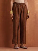 Thumbnail for trueBrowns Bronze Tissue Flared Anarkali Kurta Set