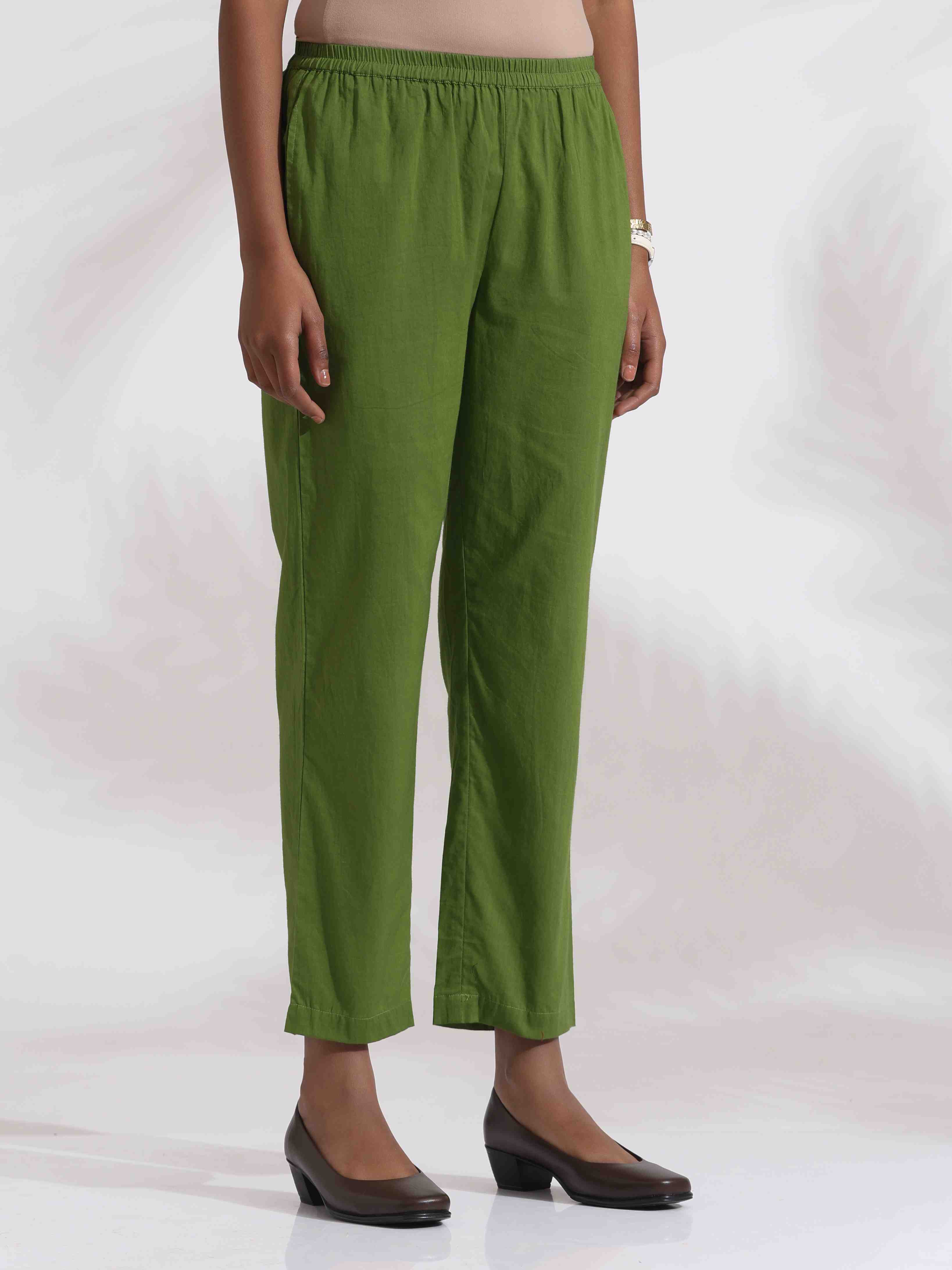 trueBrowns Green Cotton Placement Print Kurta Co-ord Set