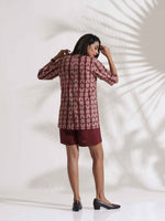 Thumbnail for trueBrowns Brown Cotton Print Jacket Top & Short Co-ord Set