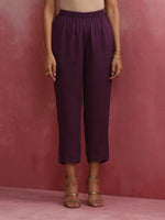 Thumbnail for trueBrowns Purple Modal Pleated Kurta Set - Distacart