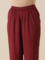 Thumbnail for trueBrowns Ruby Wine Slub Texture High Low Kaftan Pant Set | Relove