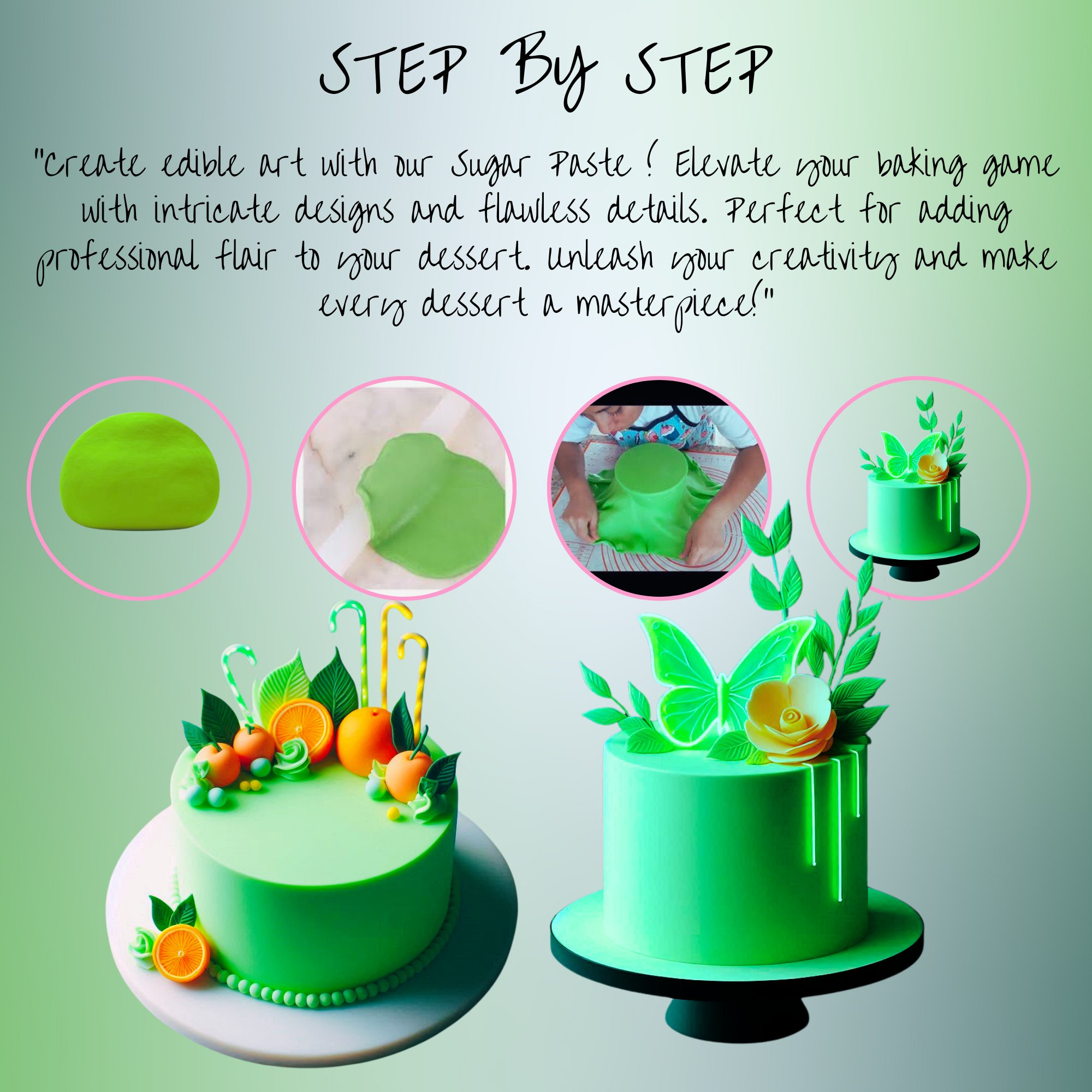neon green fondant edible sugarpaste 1kg
