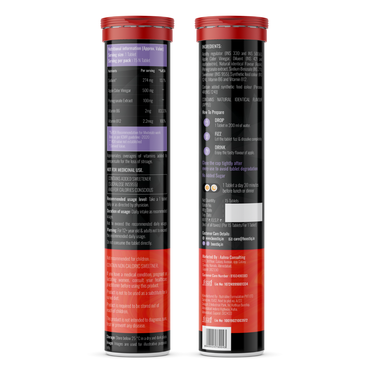 BOOSTIQ Apple Cider Vinegar Effervescent Tablets - Apple Flavour - Distacart