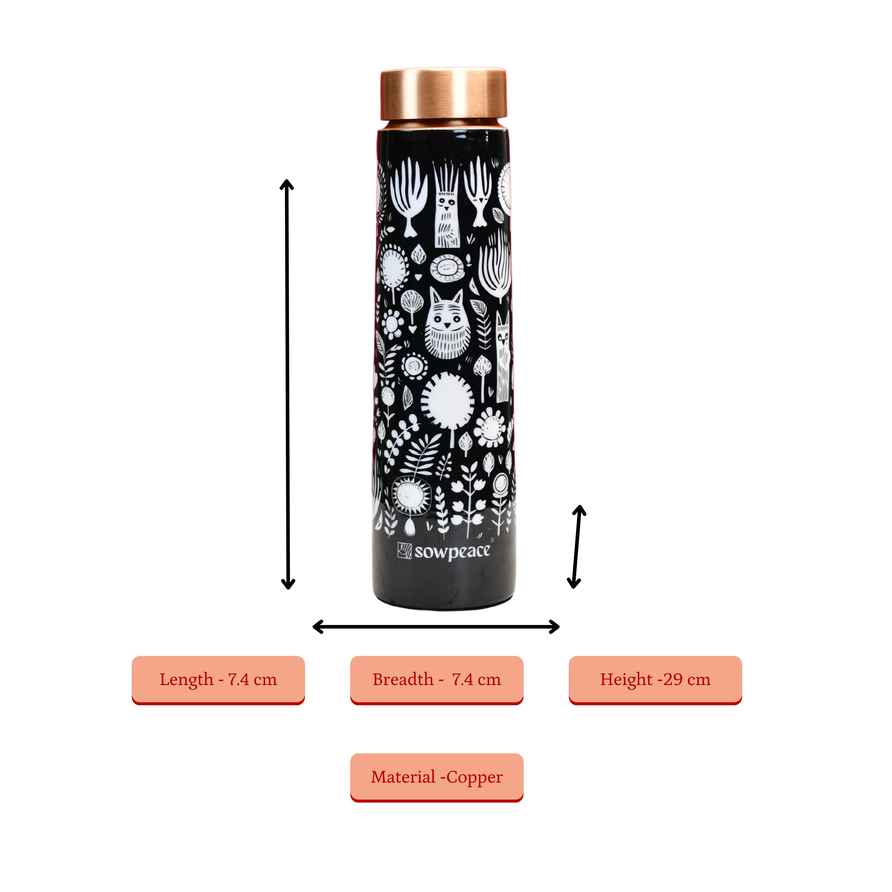 Sowpeace Noir Abstract Copper Bottle