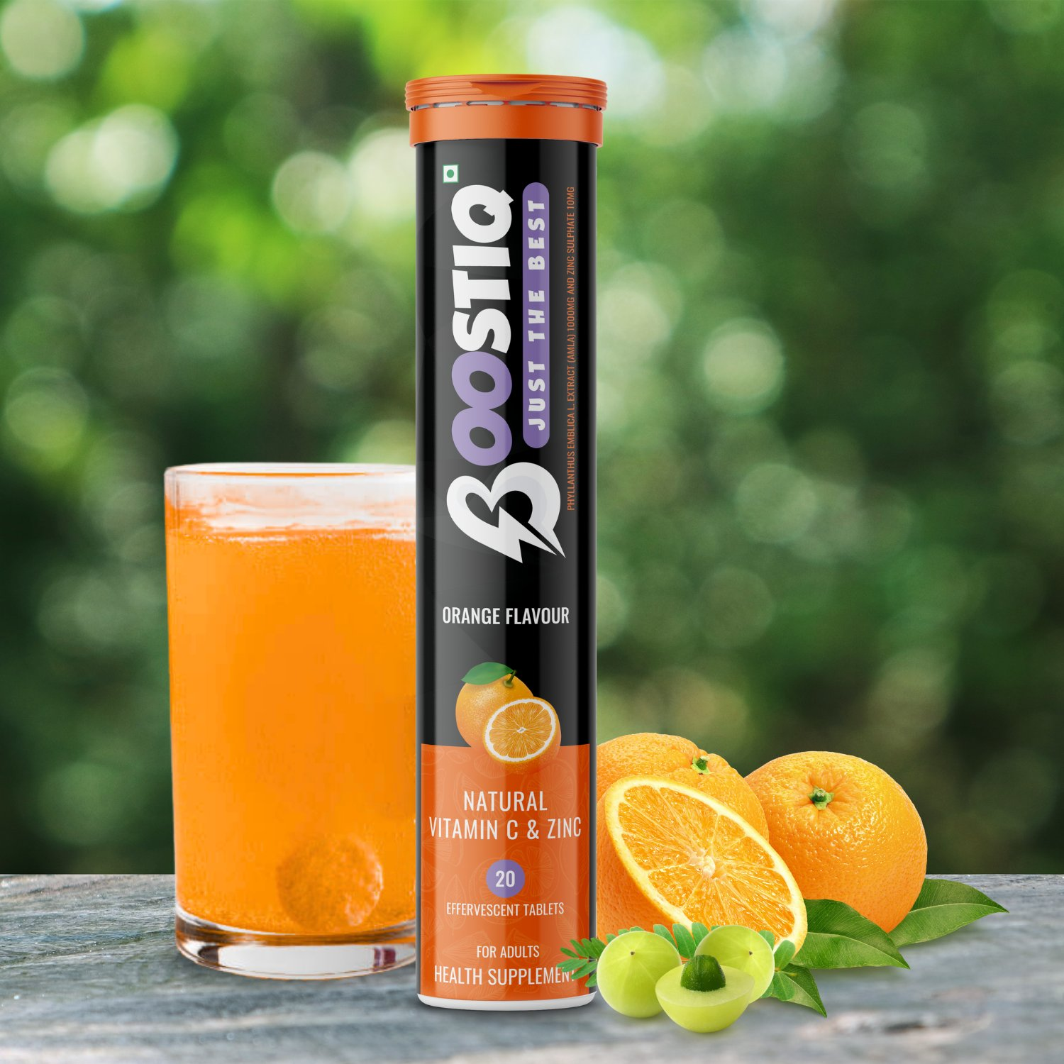 BOOSTIQ Vitamin C & Zinc Effervescent Tablets - Orange Flavour - Distacart