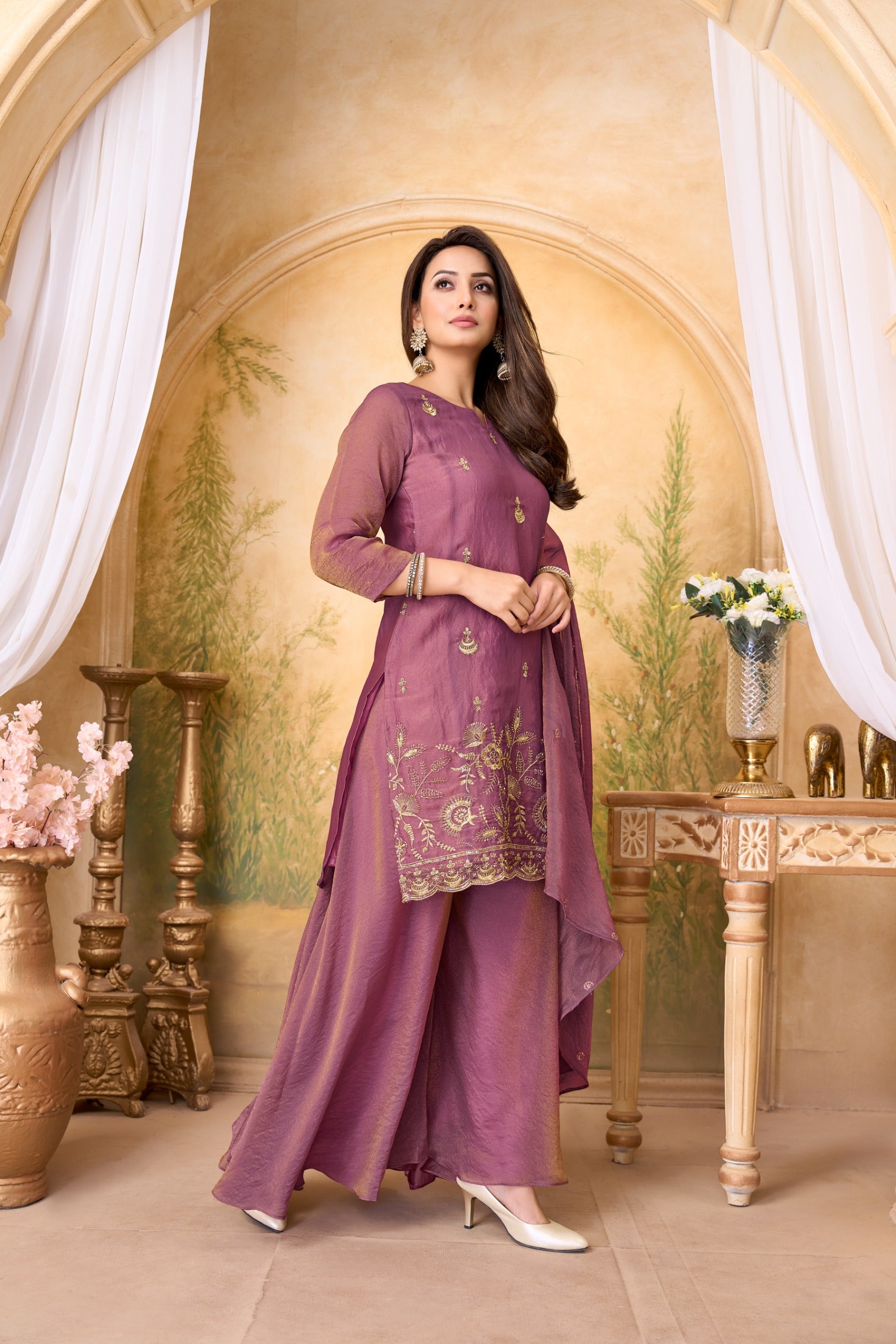 Anaita L Purple Silk Readymade Suit with Coding Work - Dista