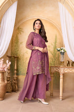 Thumbnail for Anaita L Purple Silk Readymade Suit with Coding Work - Dista