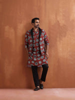Thumbnail for trueBrowns Men's Rust Printed Nehru Jacket