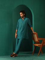 Thumbnail for trueBrowns Men's Teal Silk Co-ord Set - Distacart