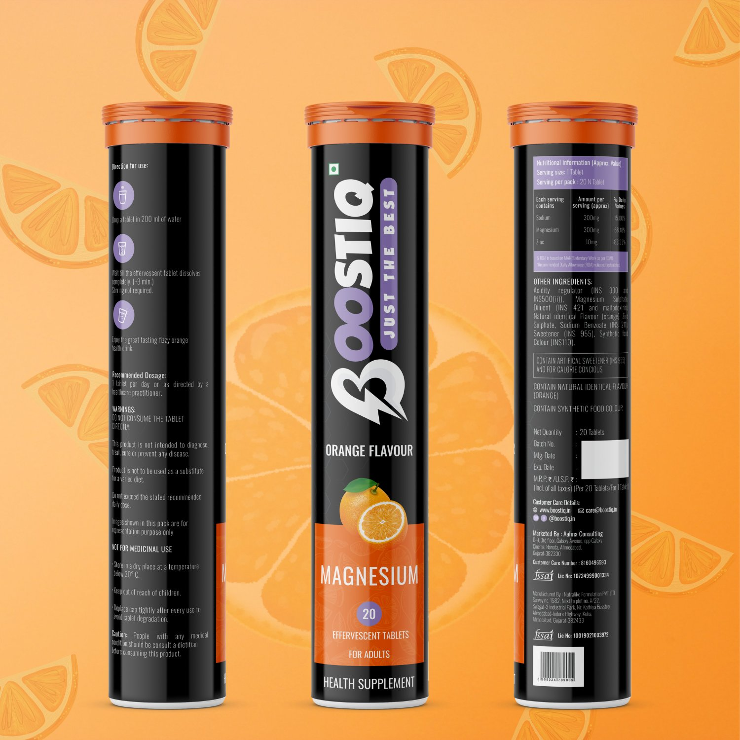 BOOSTIQ Magnesium Effervescent Tablets - Orange Flavour - Distacart