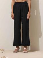 Thumbnail for trueBrowns Black Cotton Linen Kurta Pant Set