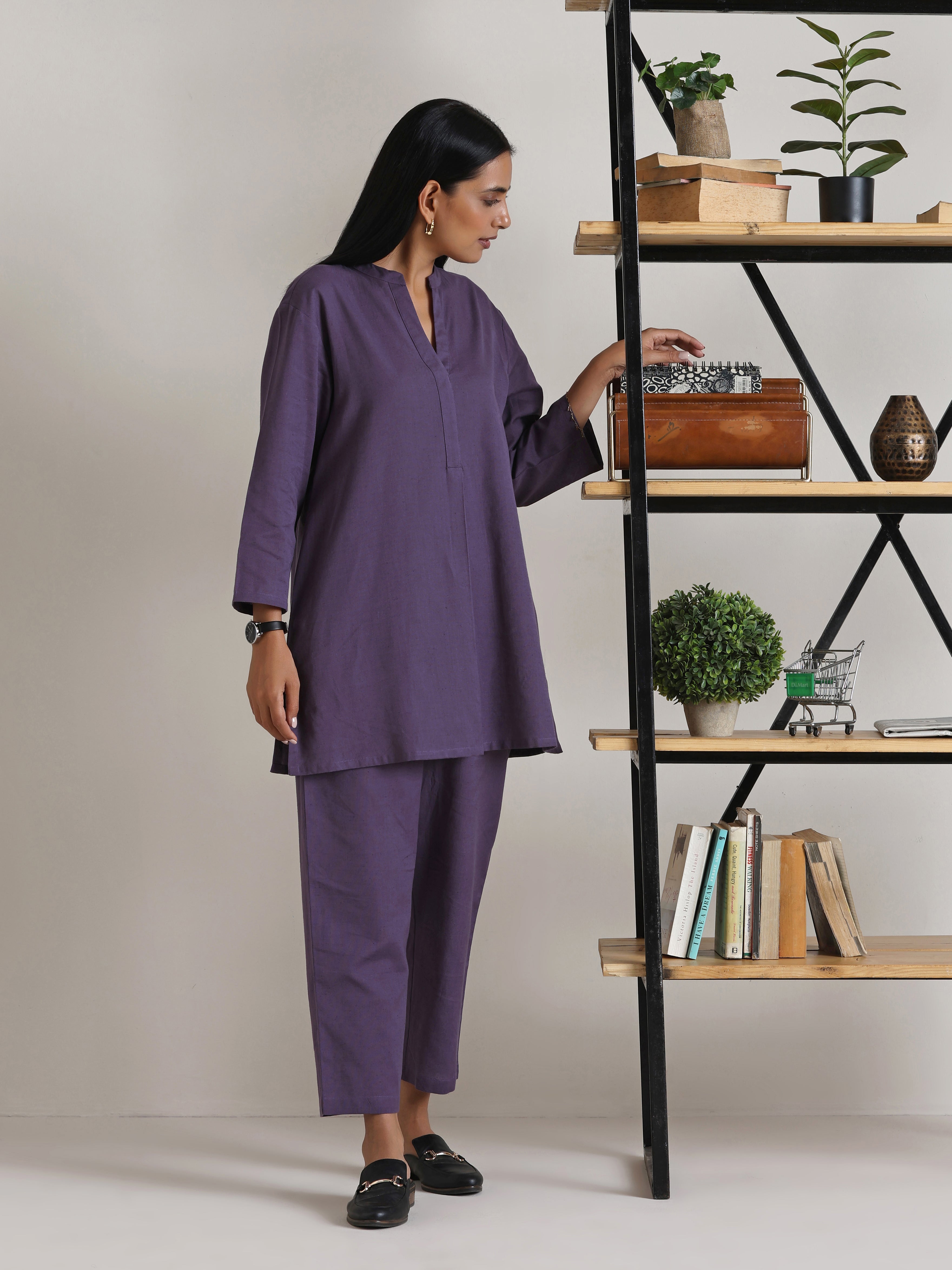trueBrowns Plum Purple Relaxed Fit Co-Ord Set - Distacart