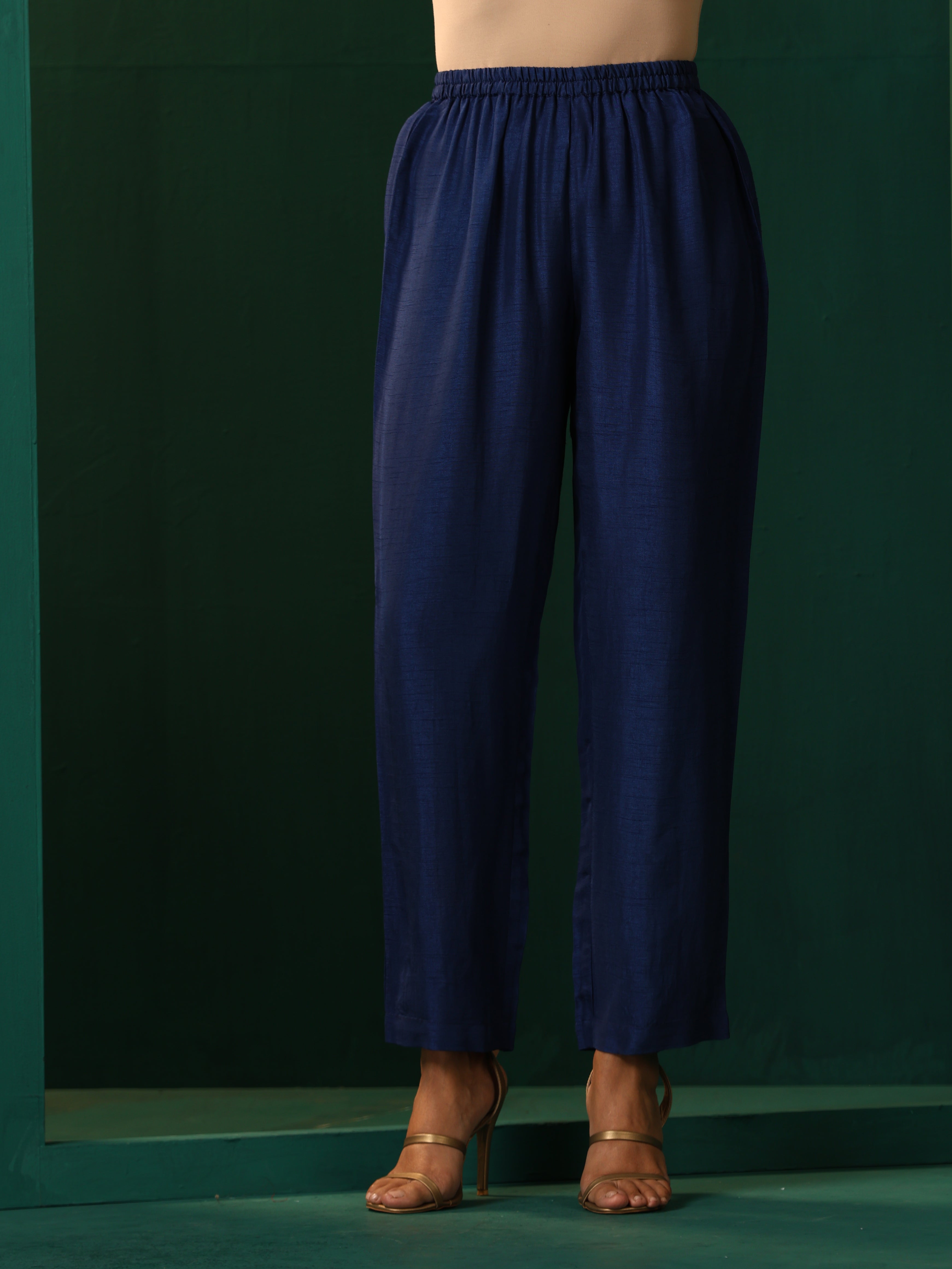 trueBrowns Blue Silk Flared Co-ord Set - Distacart