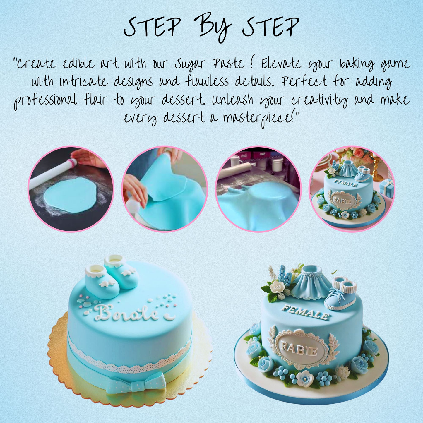 baby blue fondant edible sugarpaste 1kg