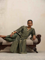 Thumbnail for trueBrowns Green Tissue Kurta Set