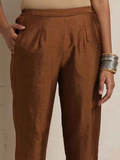 trueBrowns Brown Silk Angrakha Co-ord Set - Distacart