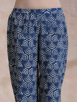 Thumbnail for trueBrowns Indigo Dabu Overall Print Cotton Baggy Sleeve Co-Ord Set - Distacart