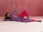 Thumbnail for trueBrowns Purple Muslin Silk Printed Kurta Set - Distacart
