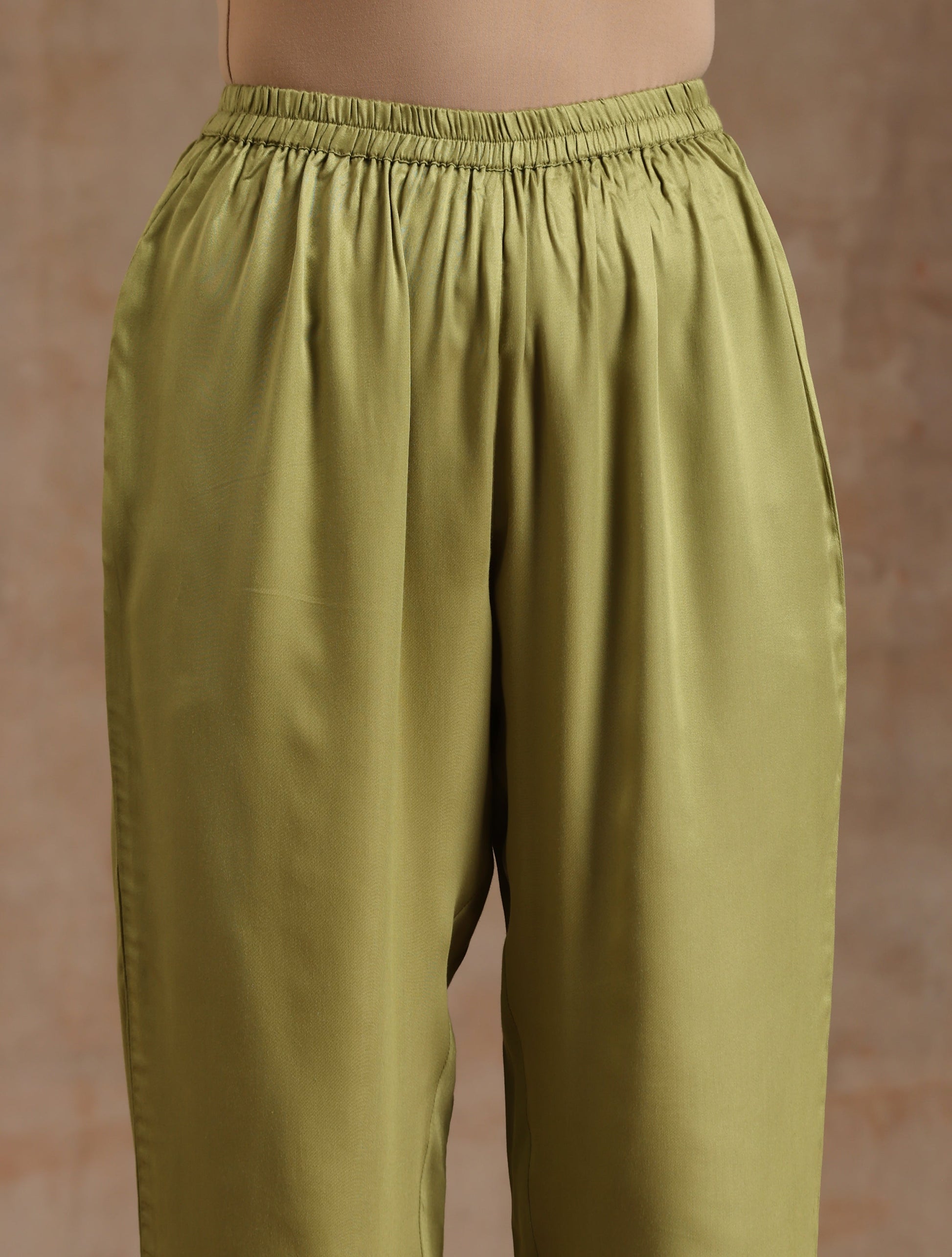 trueBrowns Light Green Modal Satin High-Low Kaftan Kurta Set - Distacart