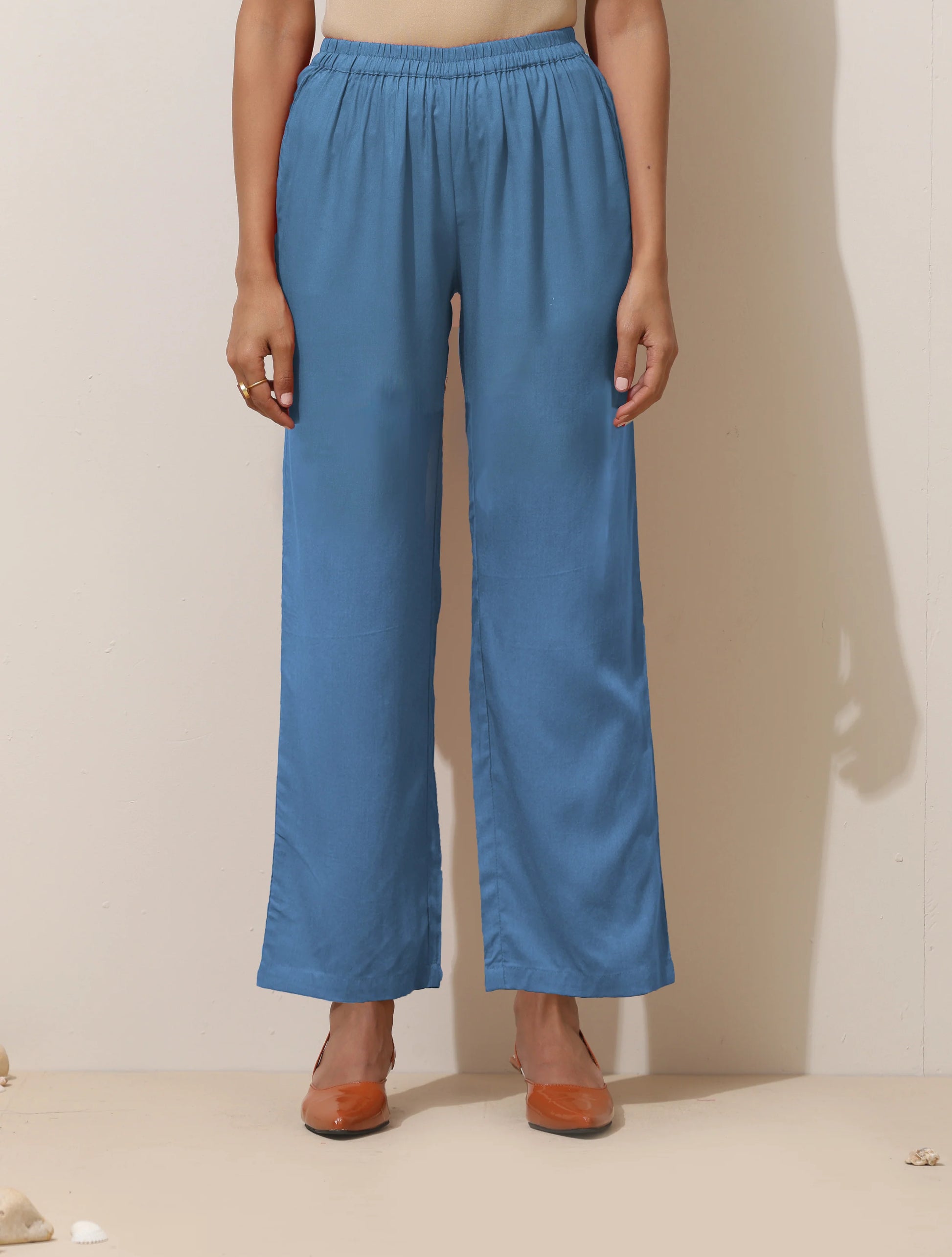 trueBrowns Blue Viscose Co-ord Set - Distacart