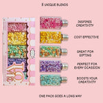 Thumbnail for confect easter sprinkles edible mix parrot green pink sky blue and yellow pearls stars pack of 5 100gms