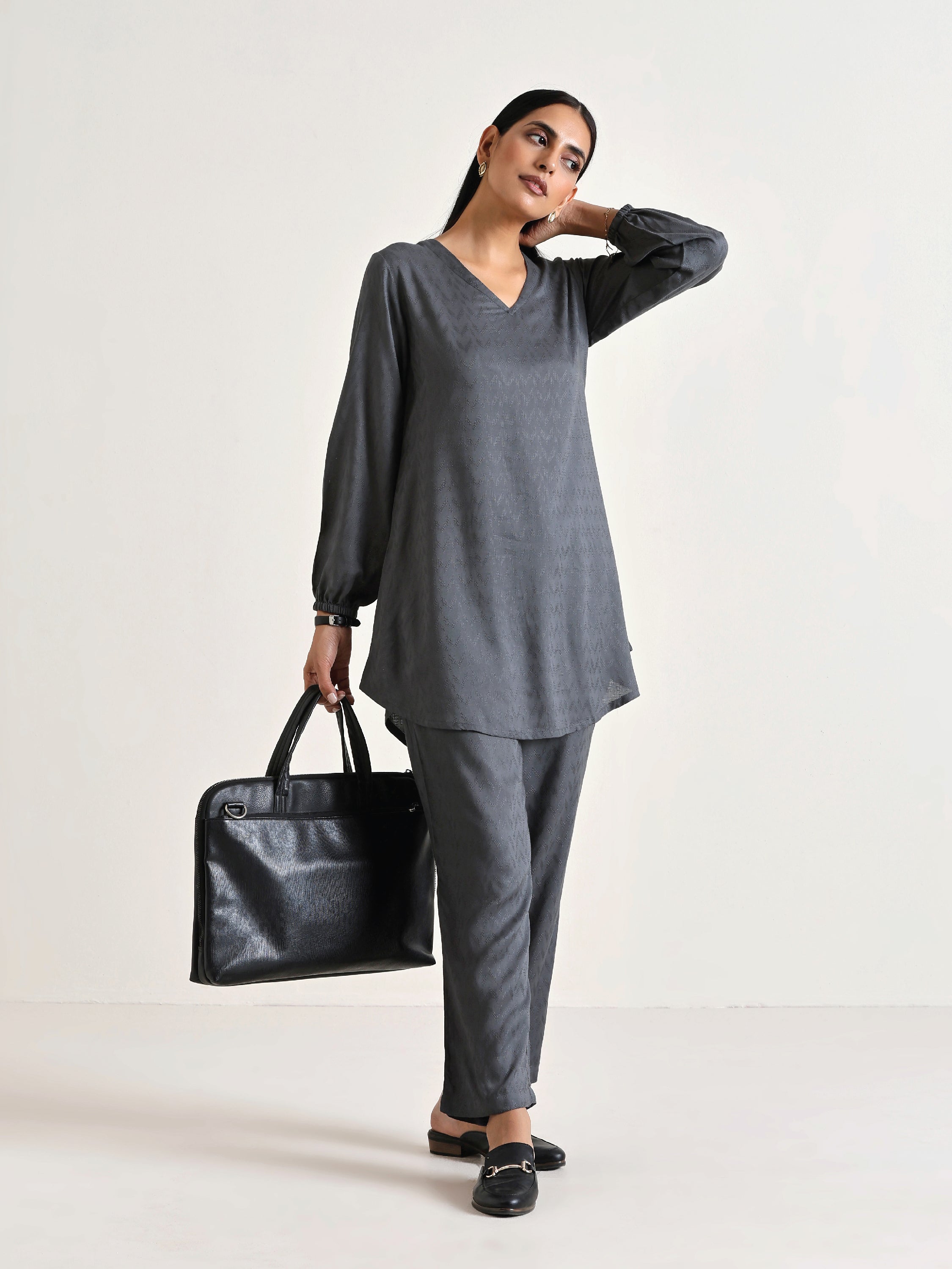 trueBrowns Grey Short Co-Ord Set - Distacart