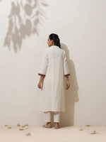 Thumbnail for trueBrowns Off-White Cotton Linen Kurta Pant Set