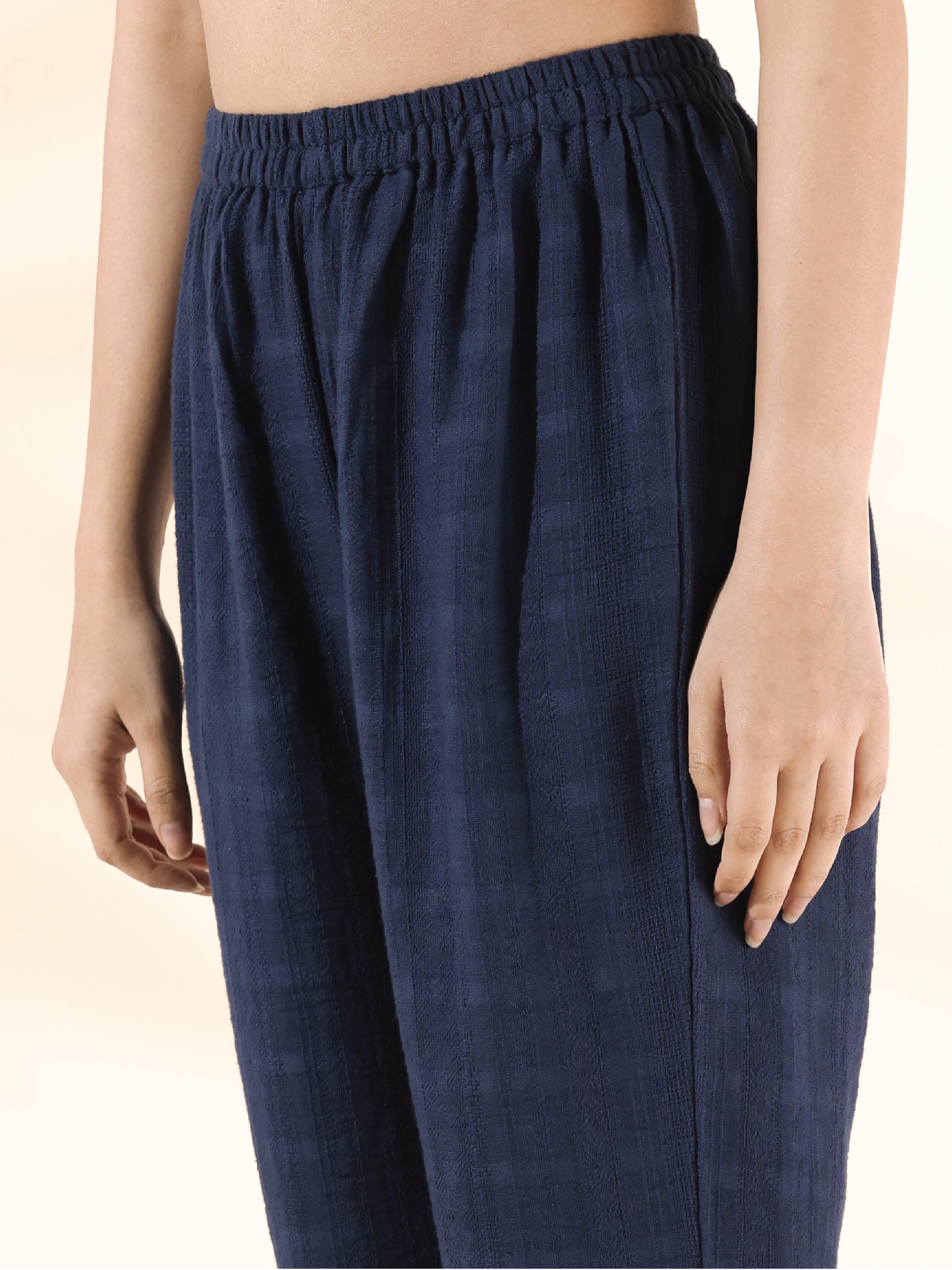 trueBrowns Blue Cotton Dobby Regular Co-ord Set - Distacart