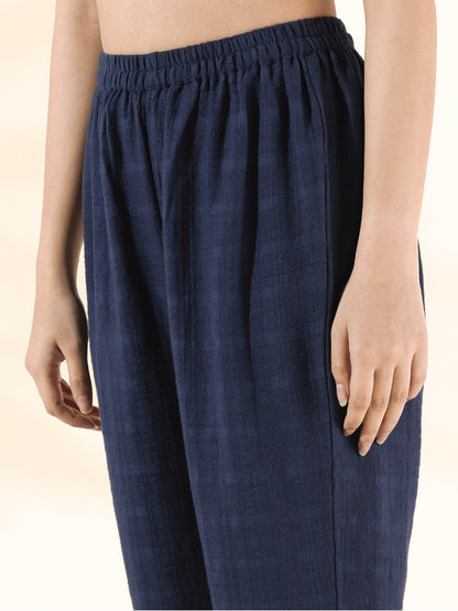 trueBrowns Blue Cotton Dobby Regular Co-ord Set - Distacart