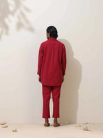 Thumbnail for trueBrowns Maroon Cotton Linen Co-Ord Set