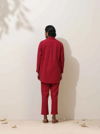 Thumbnail for trueBrowns Maroon Cotton Linen Co-Ord Set