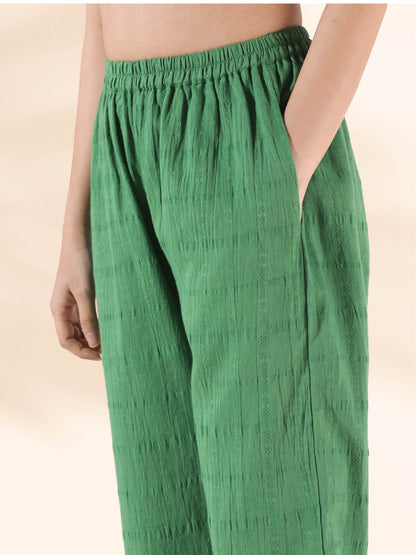 trueBrowns Green Cotton Dobby Oversized Co-ord Set - Distacart