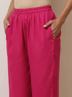 Thumbnail for trueBrowns Pink Viscose Kurta Pant Set