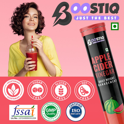 BOOSTIQ Apple Cider Vinegar Effervescent Tablets - Watermelon Flavour - Distacart