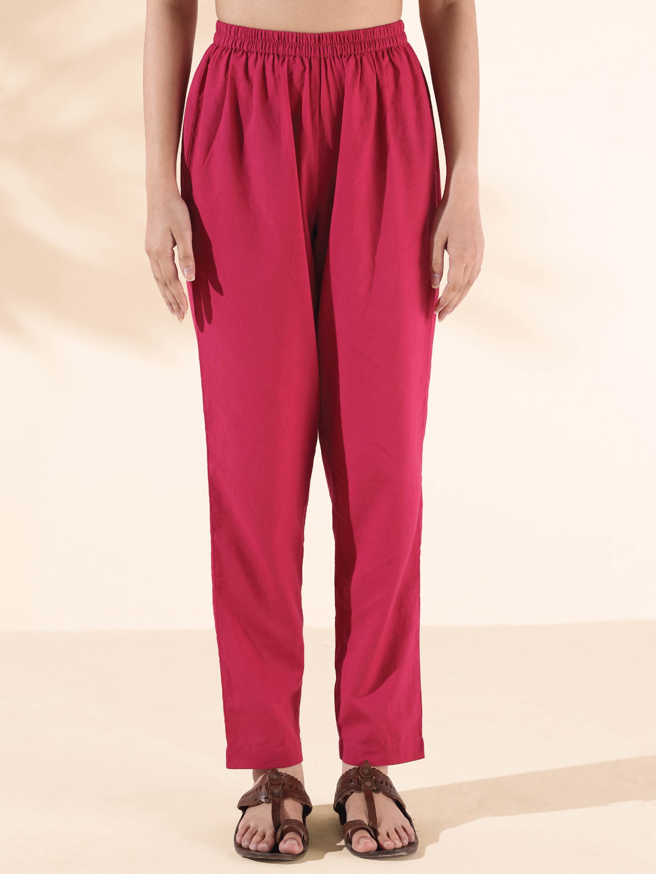 trueBrowns Pink Cotton Ikat Flared Kurta Pant Set - Distacart