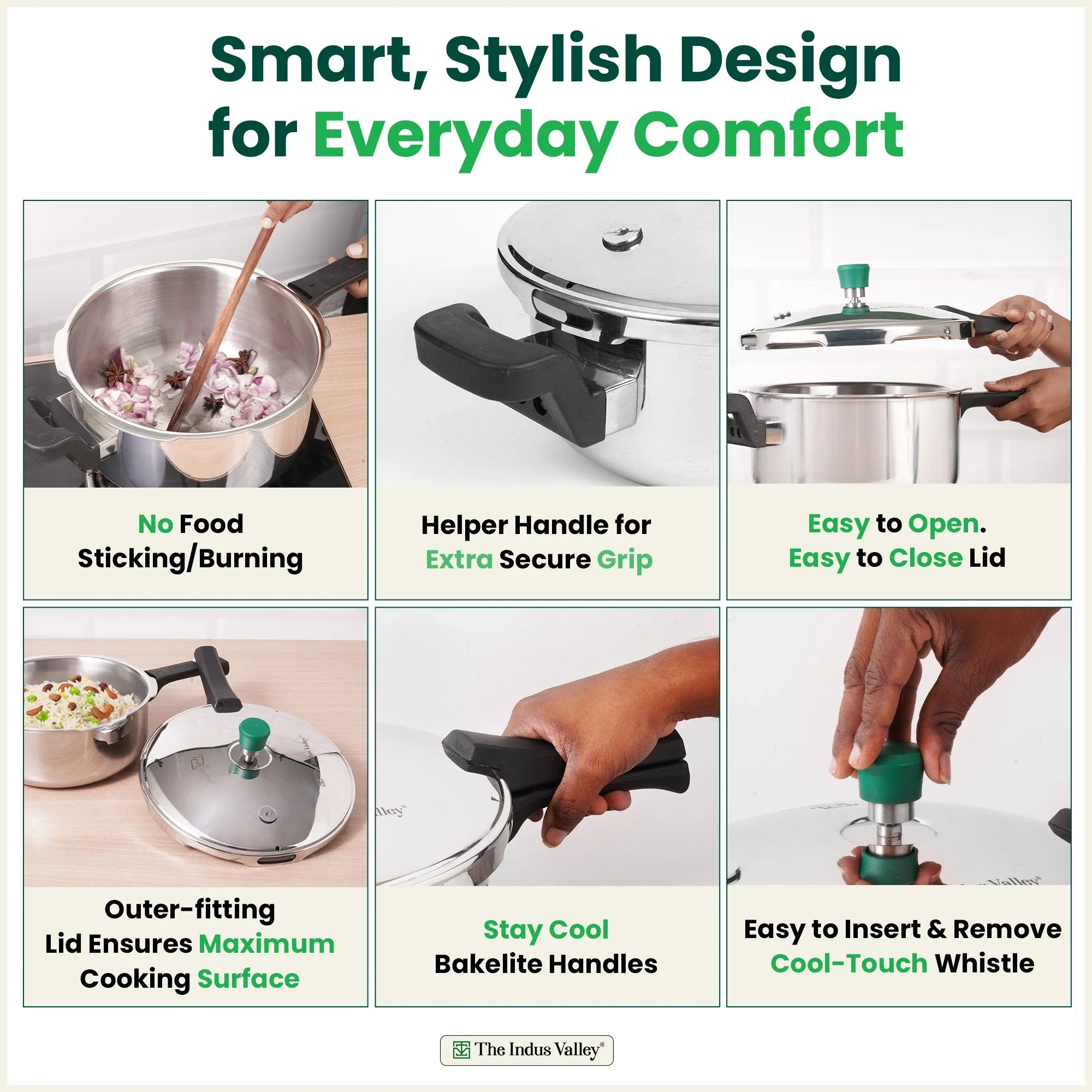 The Indus Valley Tri-ply Stainless Steel Pressure Pan, Premium Quality, 3 Layer Thick Body, Heavy Bottom, 100% Food-safe, ISI Certified, Induction & Gas, 3.5/5L