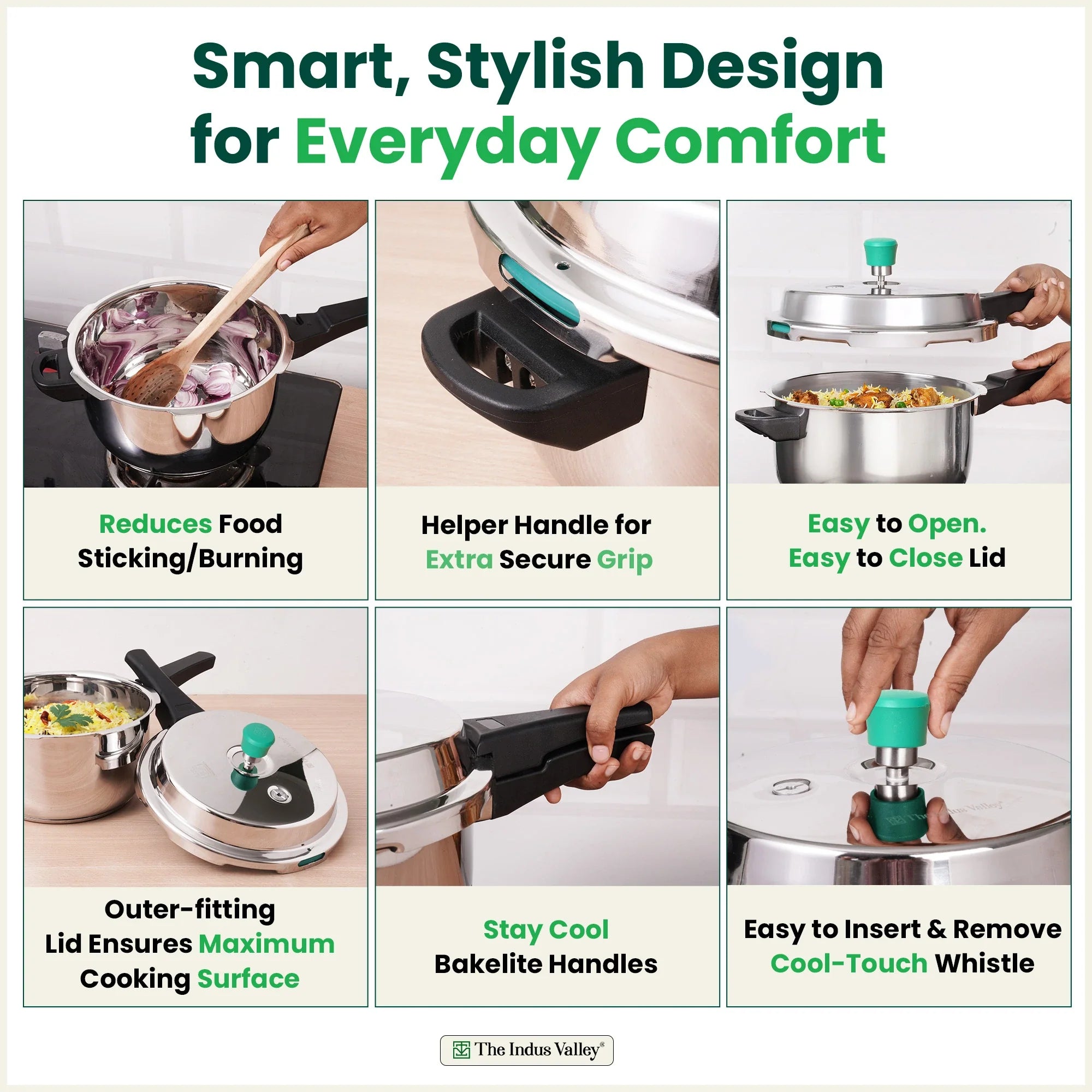 The Indus Valley QuicKooker Tri-Steel Stainless Steel Pressure Cooker, Premium Quality, 3 Layer Heavy Bottom, 100% Safe, ISI Certified, Induction & Gas, 3/5 L