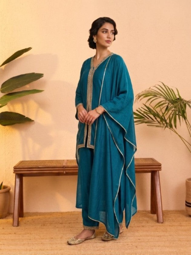 Anaita Teal Stylish Readymade Co-Ords Set - Dista