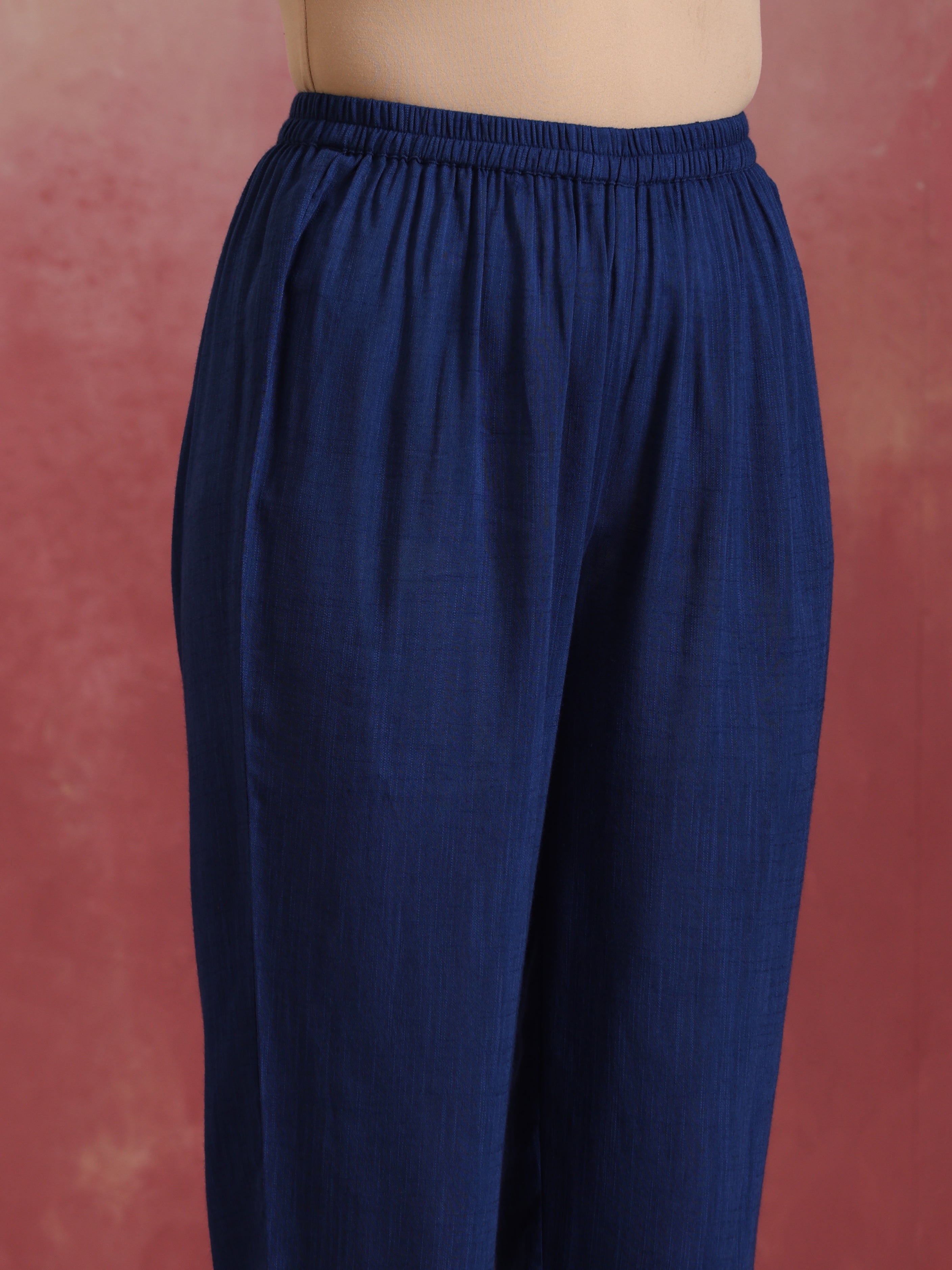 trueBrowns Blue Cotton Dobby Kurta Set - Distacart