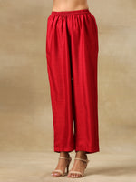 Thumbnail for trueBrowns Maroon Textured Silk Front Placket Co-Ord Set - Distacart