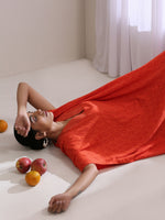 Thumbnail for trueBrowns Orange Dobby Panel Kaftan Dress - Distacart