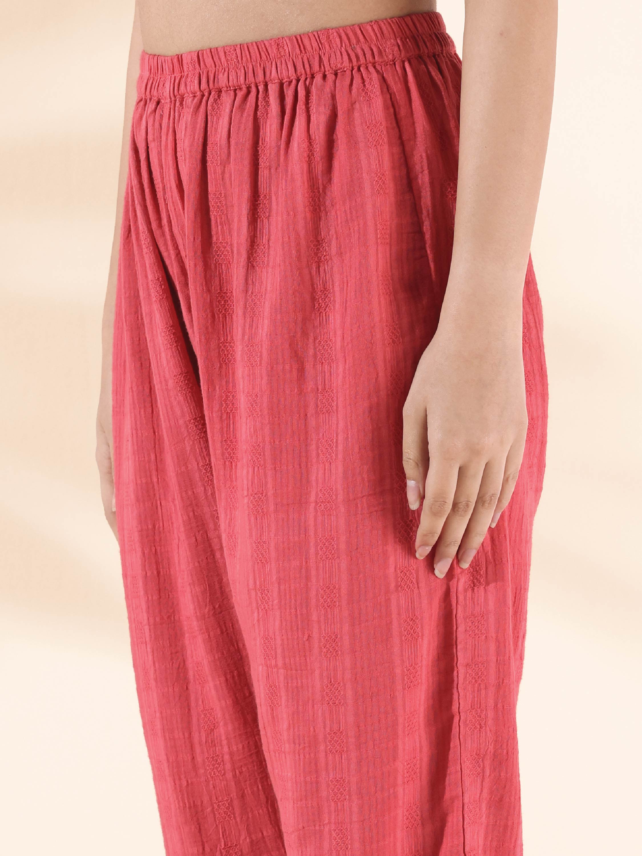 trueBrowns Pink Cotton Dobby Co-ord Set - Distacart