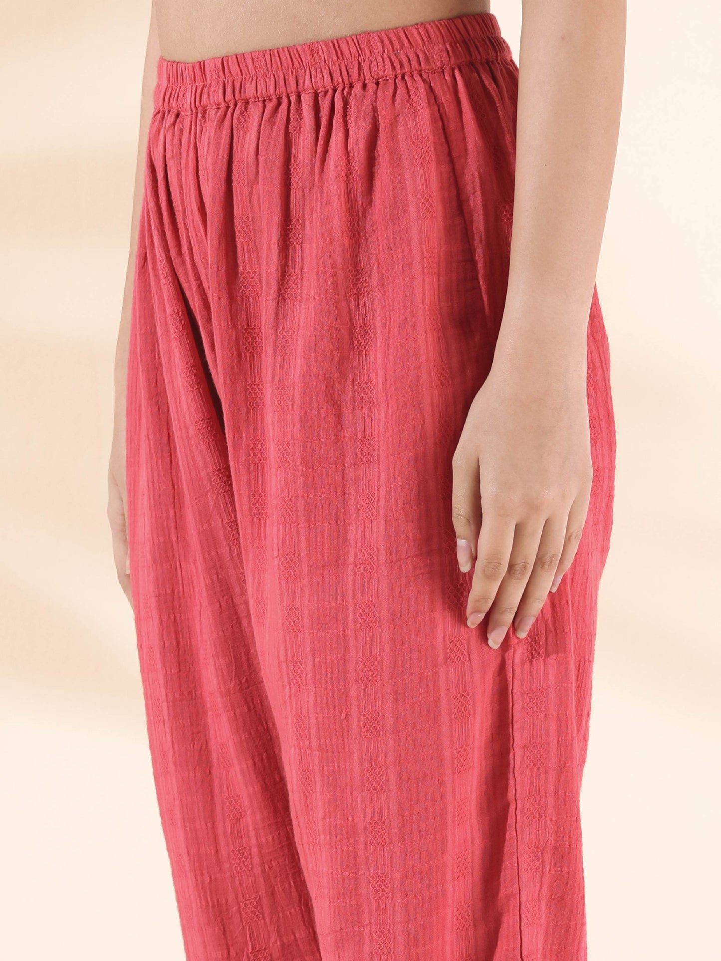 trueBrowns Pink Cotton Dobby Co-ord Set - Distacart