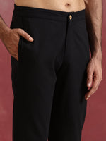 Thumbnail for trueBrowns Men's Black Cotton Shirt Collar Stylized Kurta Co-ord set - Distacart