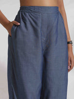 Thumbnail for trueBrowns Blue Cotton Check Shirt Top Co-ord Set