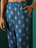 Thumbnail for trueBrowns Men's Blue Floral Muslin Silk Printed Co-ord Set - Distacart